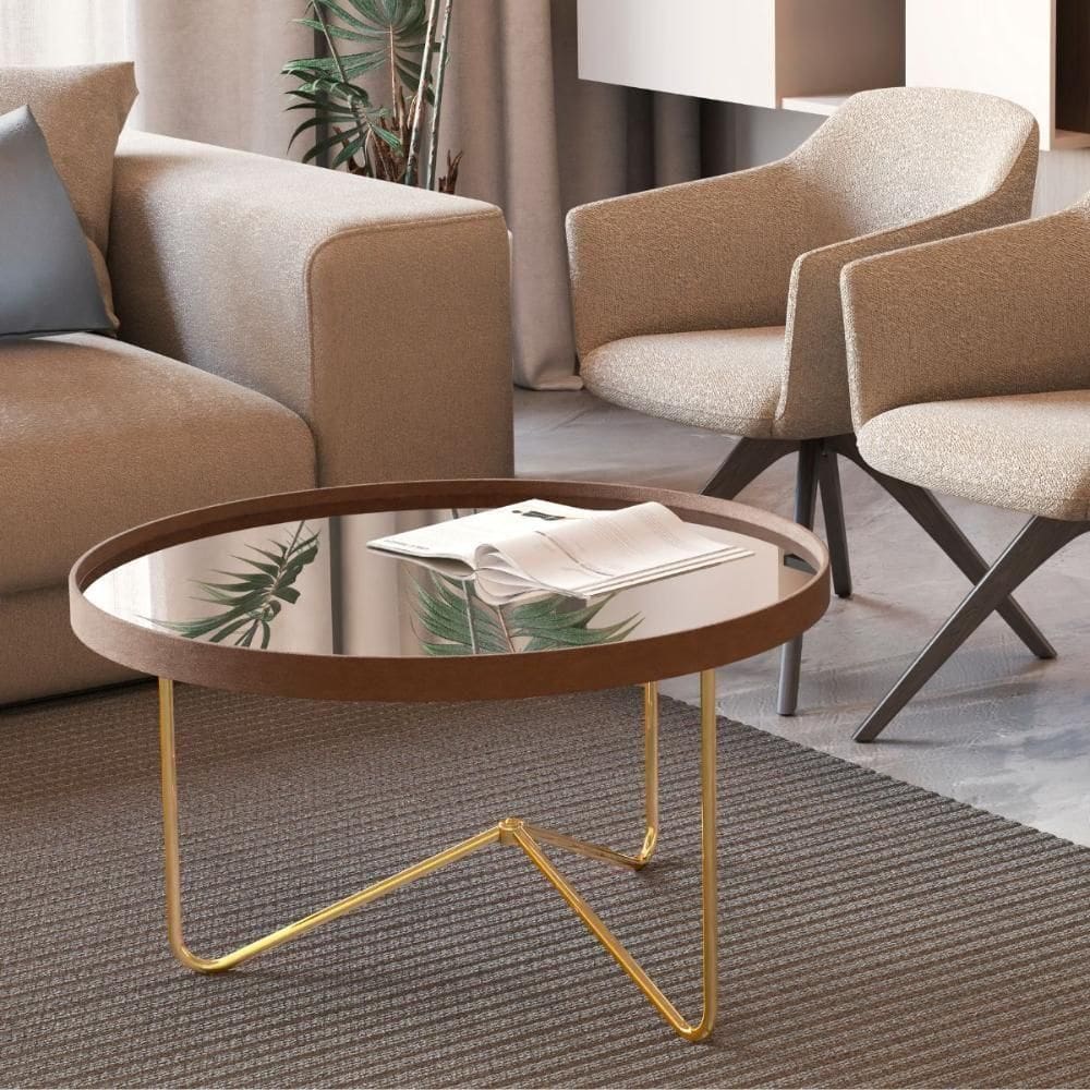 Mesa De Centro Bucareste Castanho Dourado