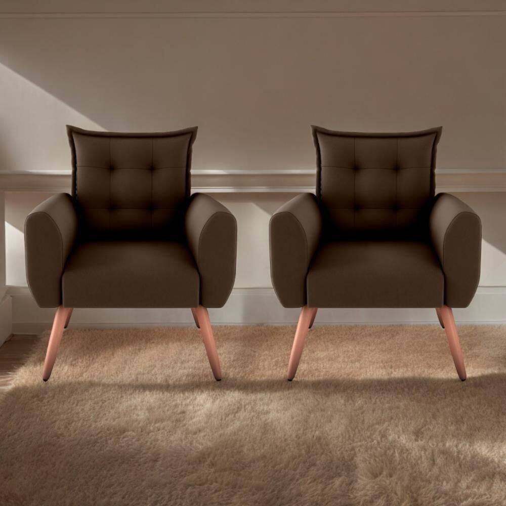 Jogo De Poltronas Decorativas Park Suede Marrom