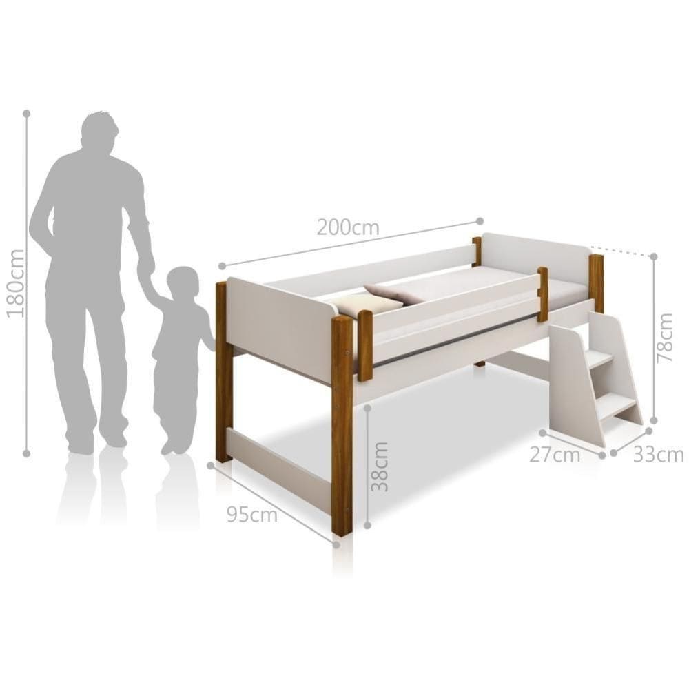 Cama Alta Juvenil Paty Com Nichos Branco E Mel