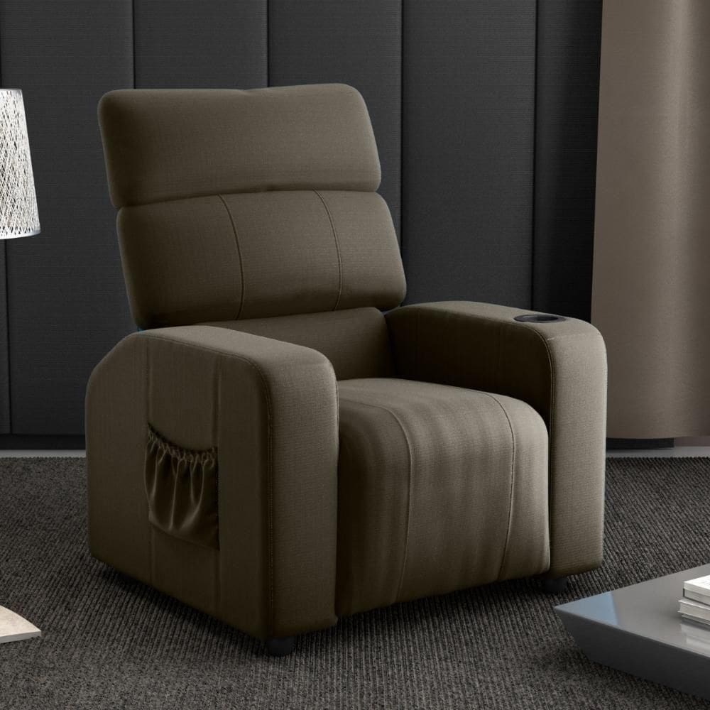 Poltrona Reclinável Para Sala Hull Veludo Turkey Marrom