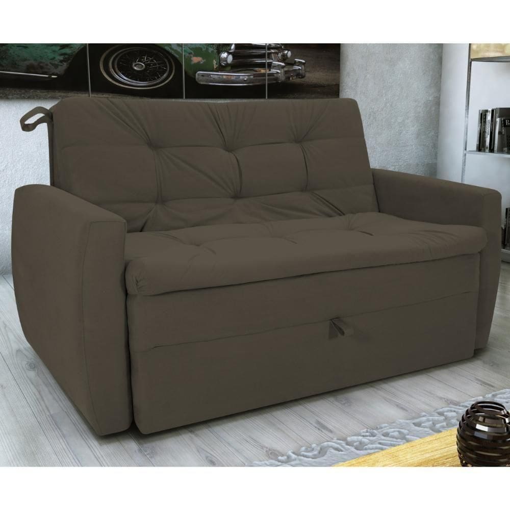 Sofá Cama Para Sala De Estar Dingle Suede Cappuccino