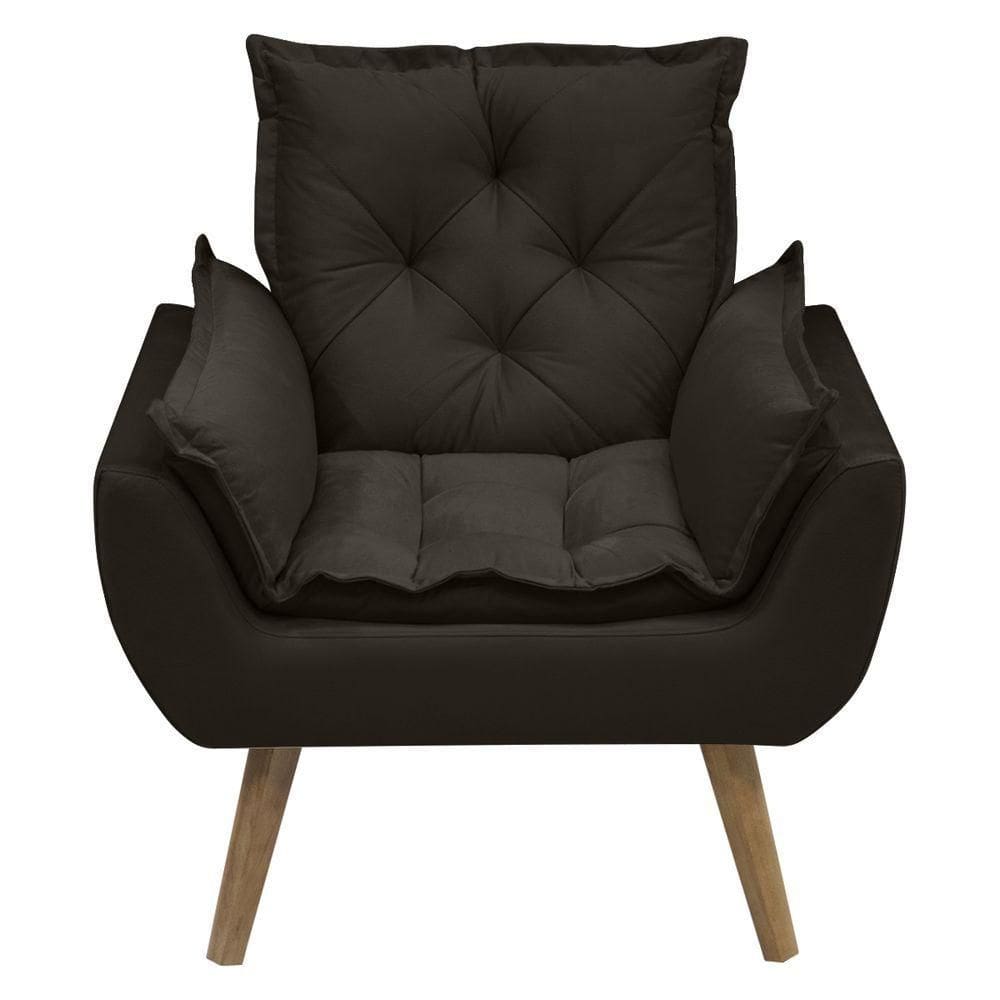 Kit Com 2 Poltronas Opala Conforto Decorativa Em Veludo Marrom