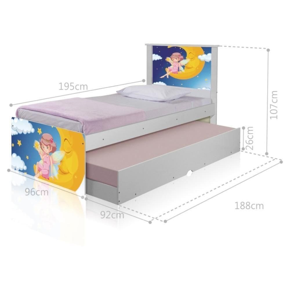 Bicama Juvenil Com Cabeceira Adesivada Fadinha Encantada