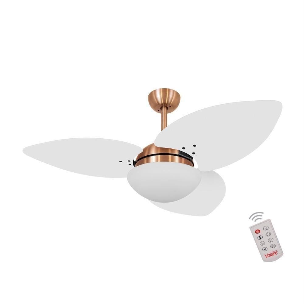 Ventilador De Teto Dormamu Cobre 3 Pás Branco 110V Com Controle