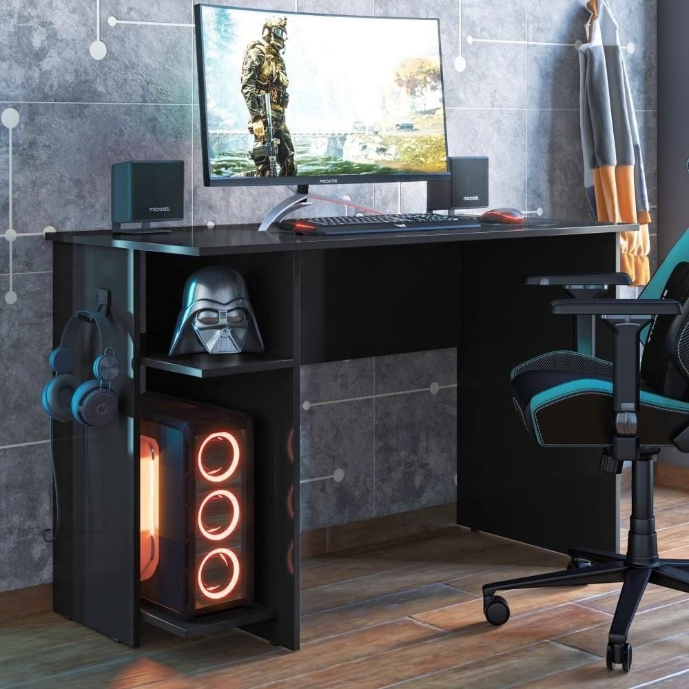 Mesa Gamer Com Suporte De Zalie Preto