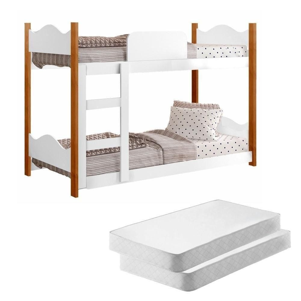 Beliche Infantil Theo Branco Com Colchões