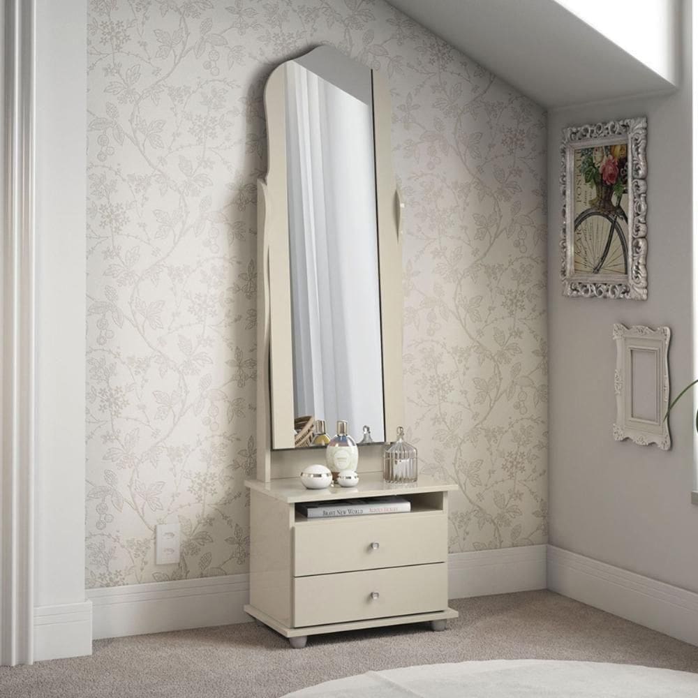Toucador Com 2 Gavetas Espelho Delta Off White