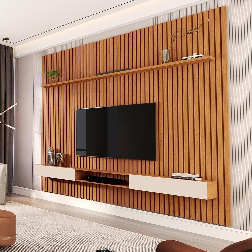 Conjunto De Painel Ripado E Nicho Bahamas Nature Off White