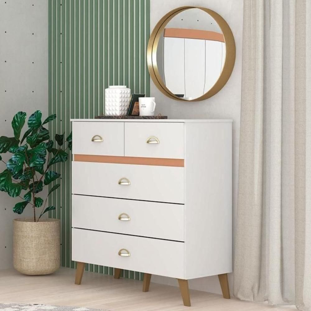 Cômoda Accent 5 Gavetas Branco Camarim