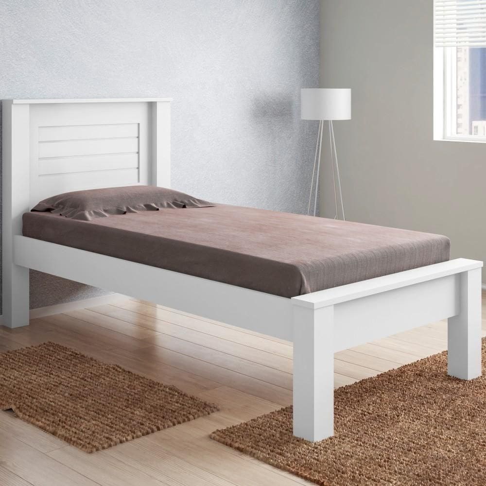 Cama Solteiro Com Cabeceira Roma Branco