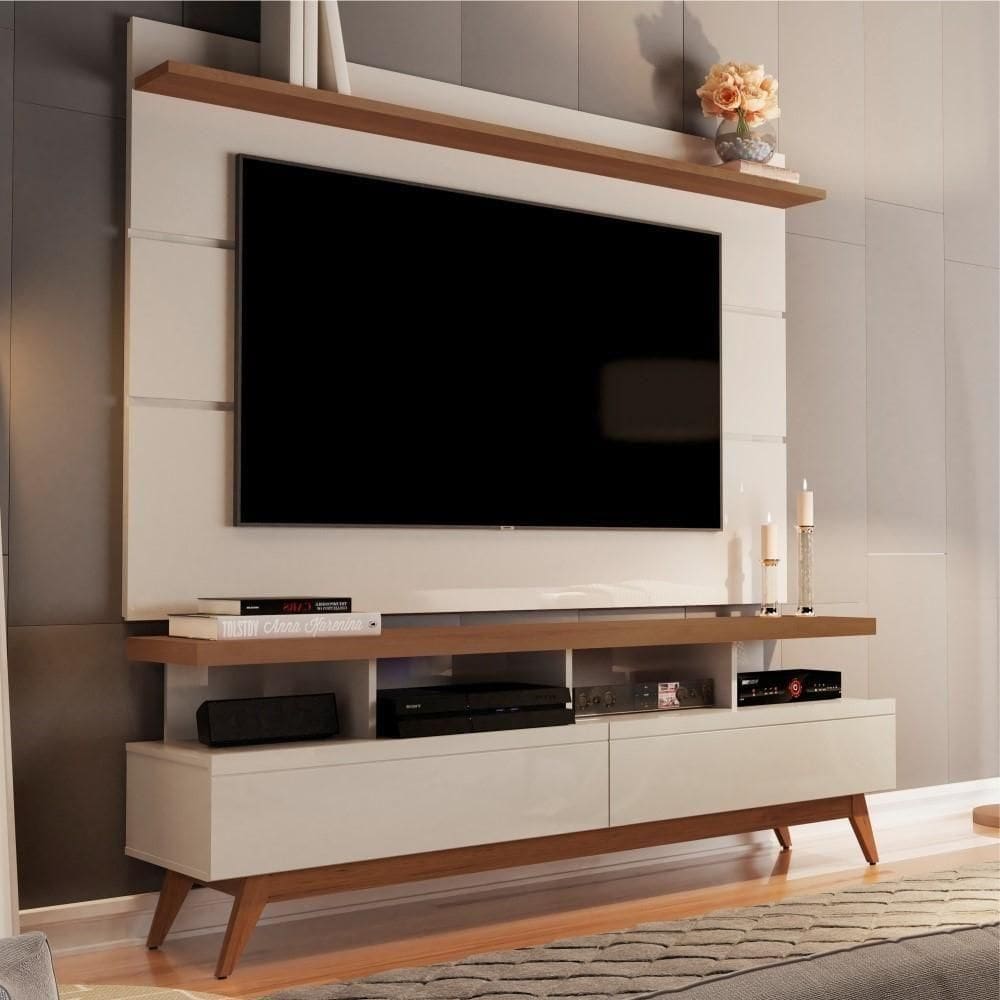 Home Para Tvs De 60 Polegadas Polaris Off White Freijó
