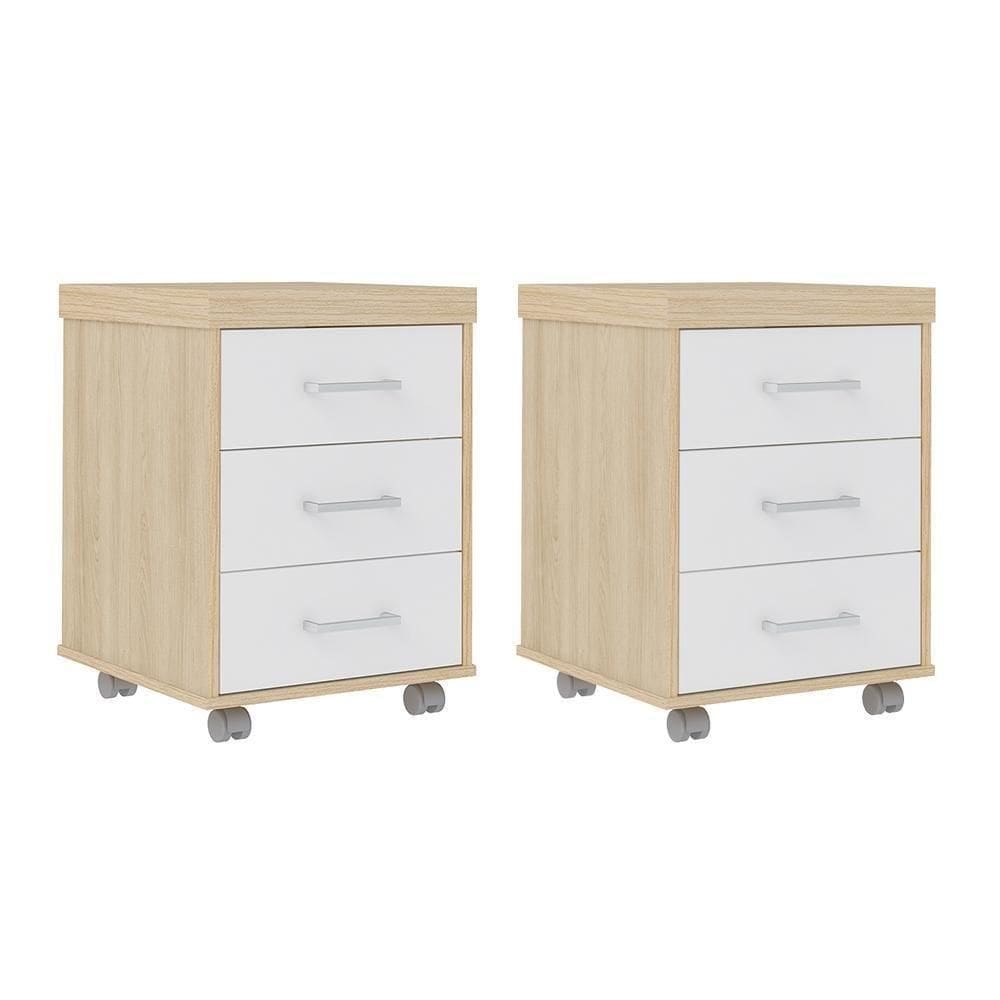 Conjunto De Gaveteiros Bournermonth Carvalho Branco