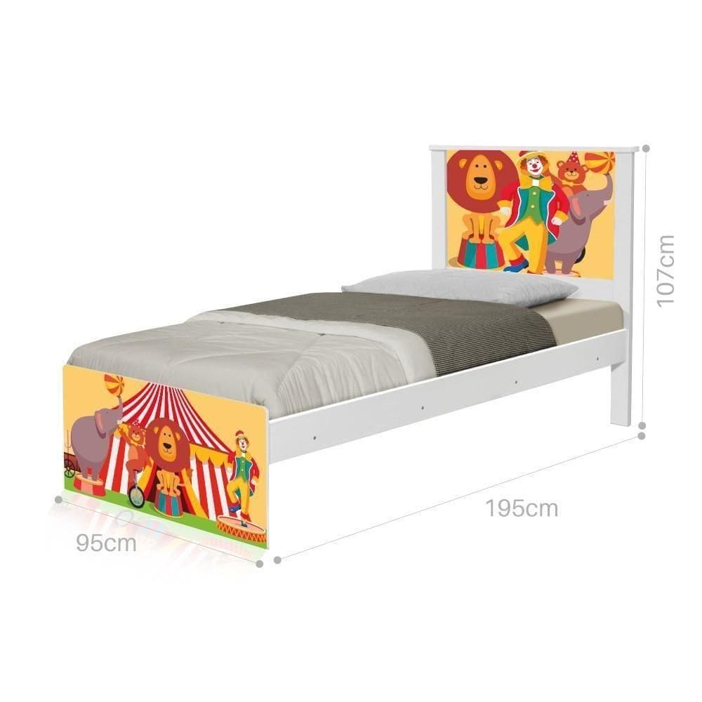Cama Solteiro Com Cabeceira Adesivada Palhaço Circo