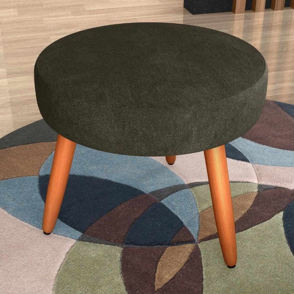 Puff Redondo Para Sala Suiça Veludo Turkey Marrom