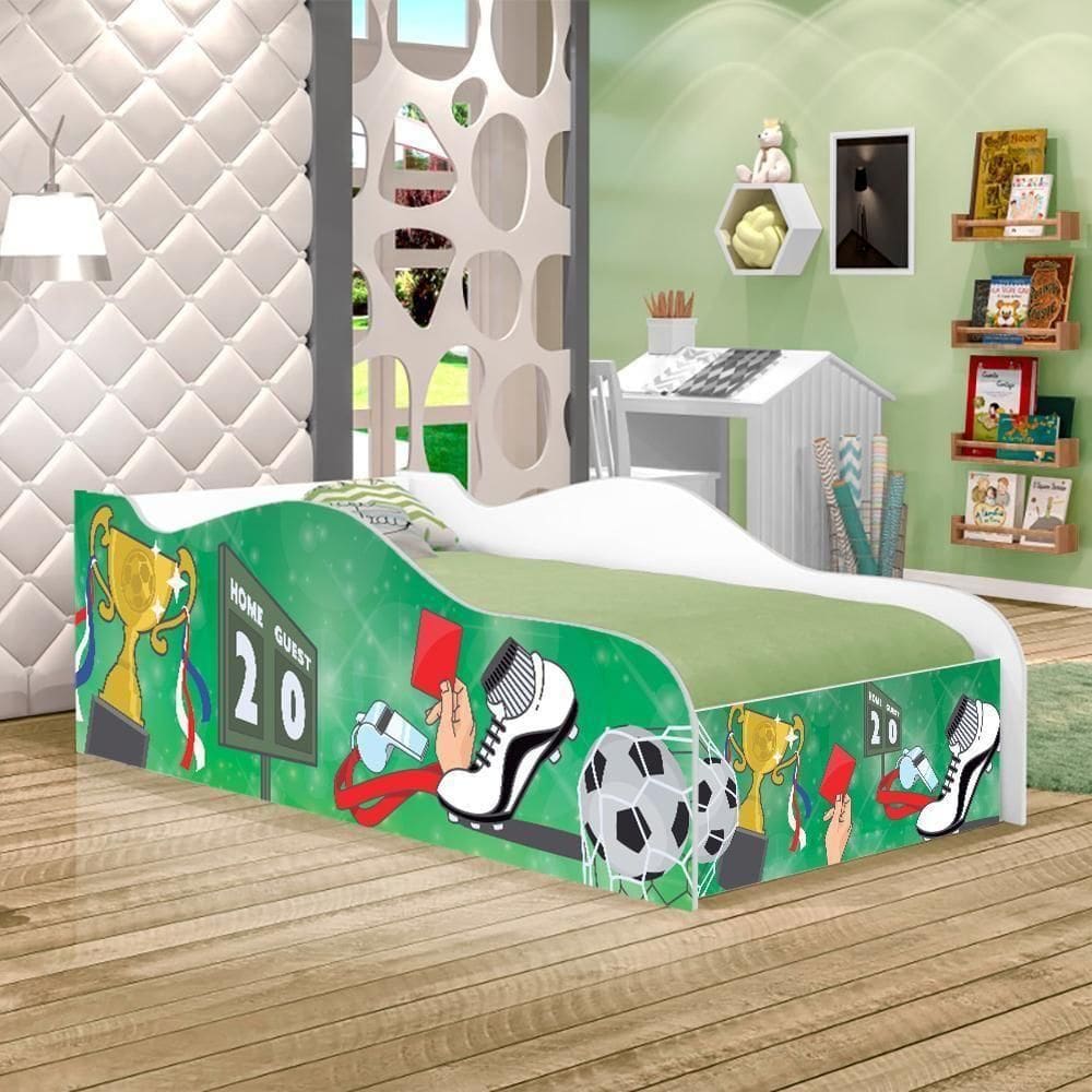 Cama Carro Fun Adesivada Partida De Futebol Solteiro