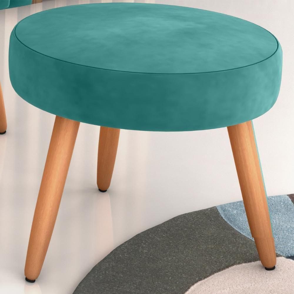 Puff Redondo Para Sala Suiça Veludo Verde Menta