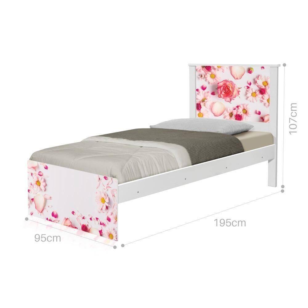 Cama Solteiro Adesivada Rosas Com Colchão