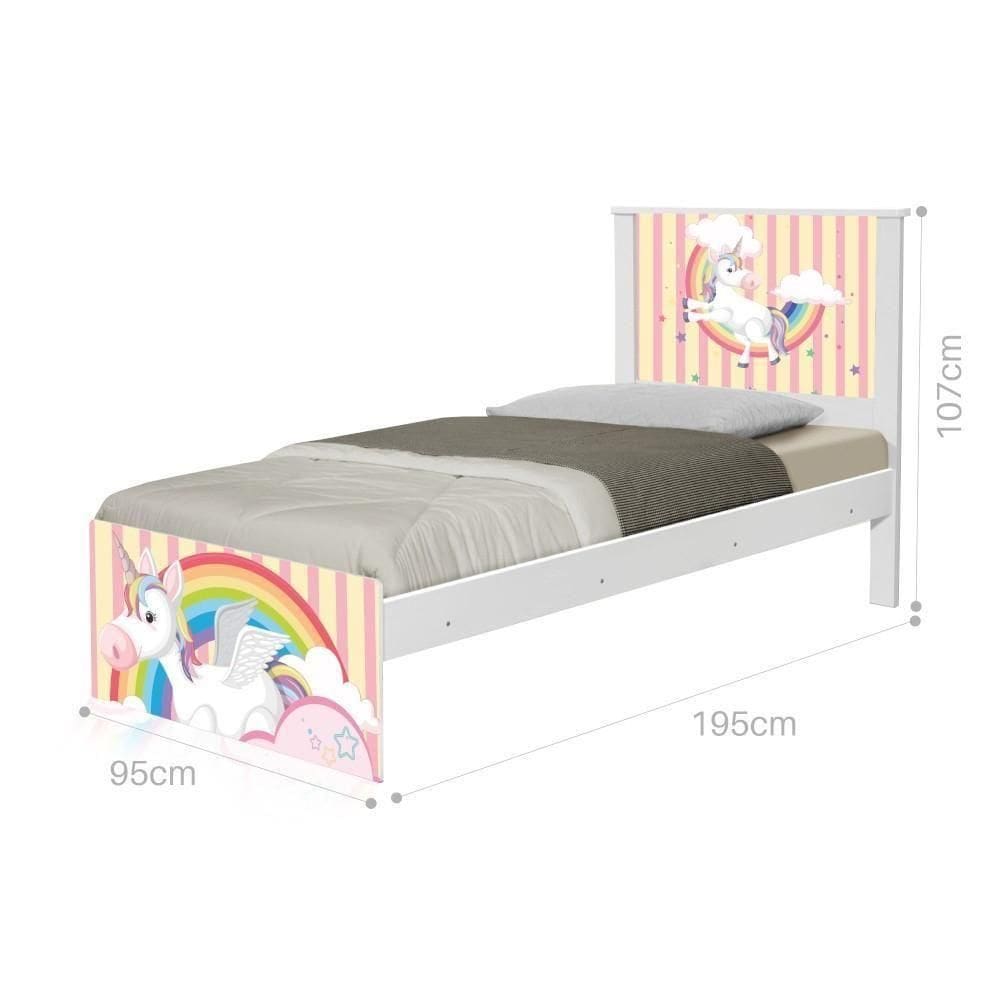 Cama Solteiro Adesivada Unicórnio Meigo Com Colchão