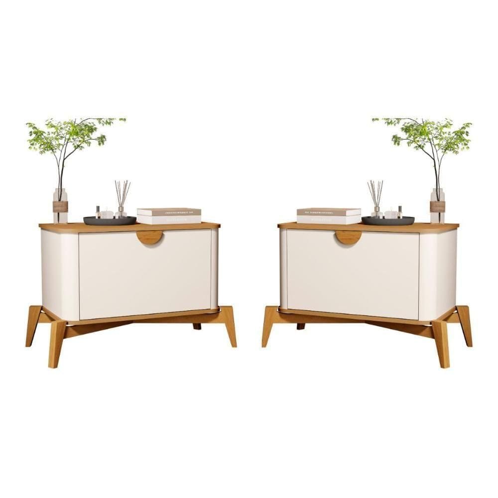 Conjunto Mesa De Cabeceira San Marino Off White Nature