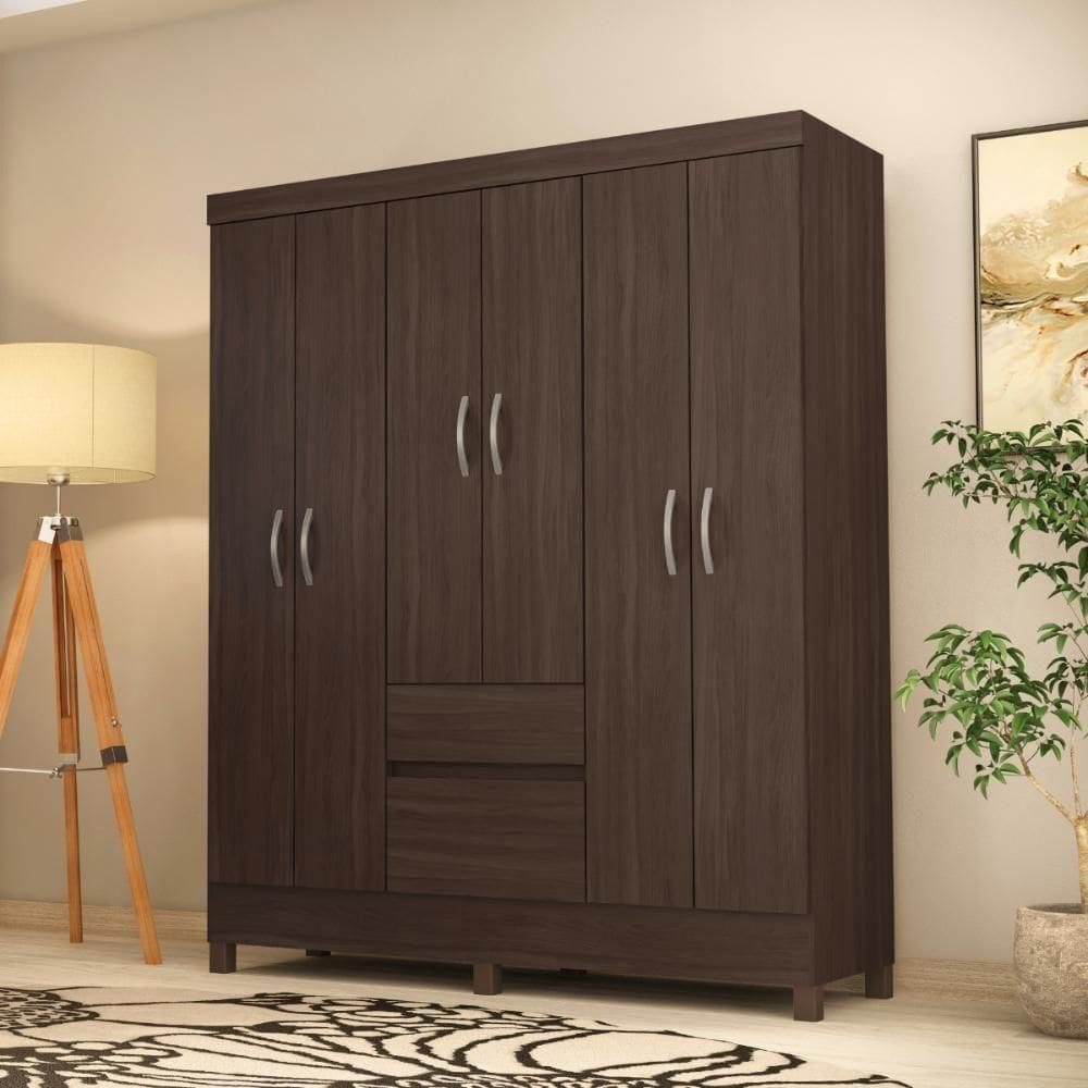 Conjunto Guarda Roupa 6 Portas E Sapateira Avila Cafe Touch