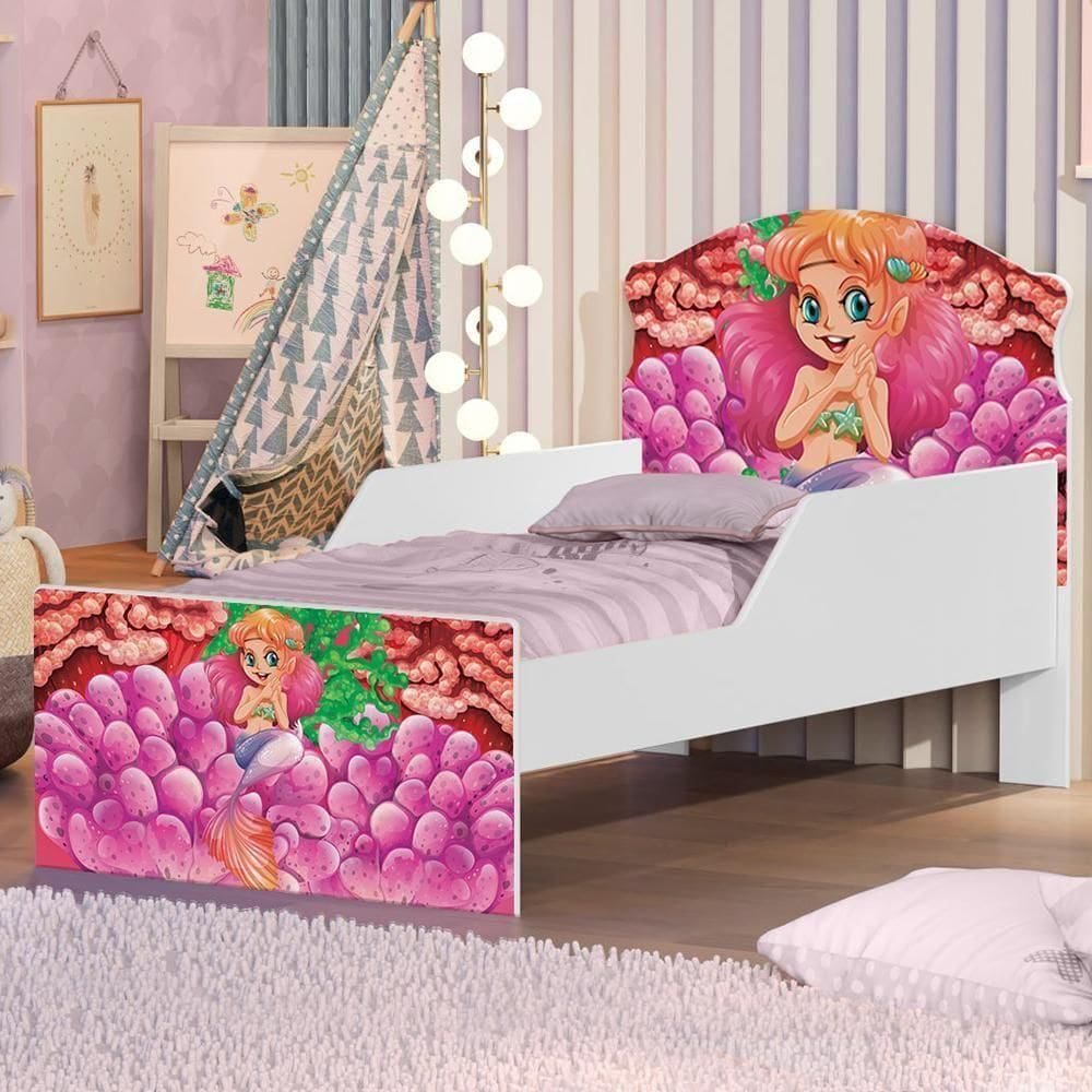 Mini Cama Sereia E Corais Com Colchão