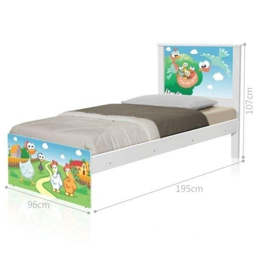Cama Solteiro Adesivada Fazendinha Com Colchão