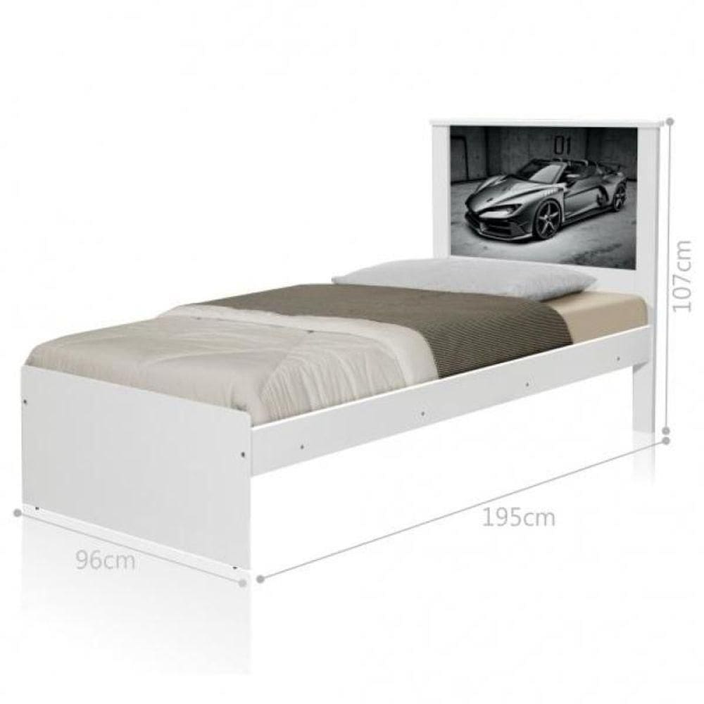 Cama Solteiro Com Cabeceira Carro Sport Chumbo