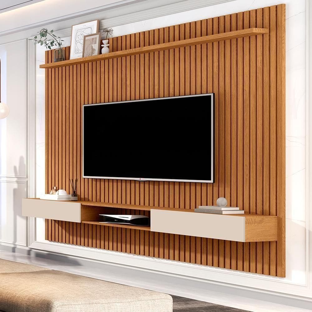 Conjunto Painel Ripado E Nicho Ravenna Nature Off White
