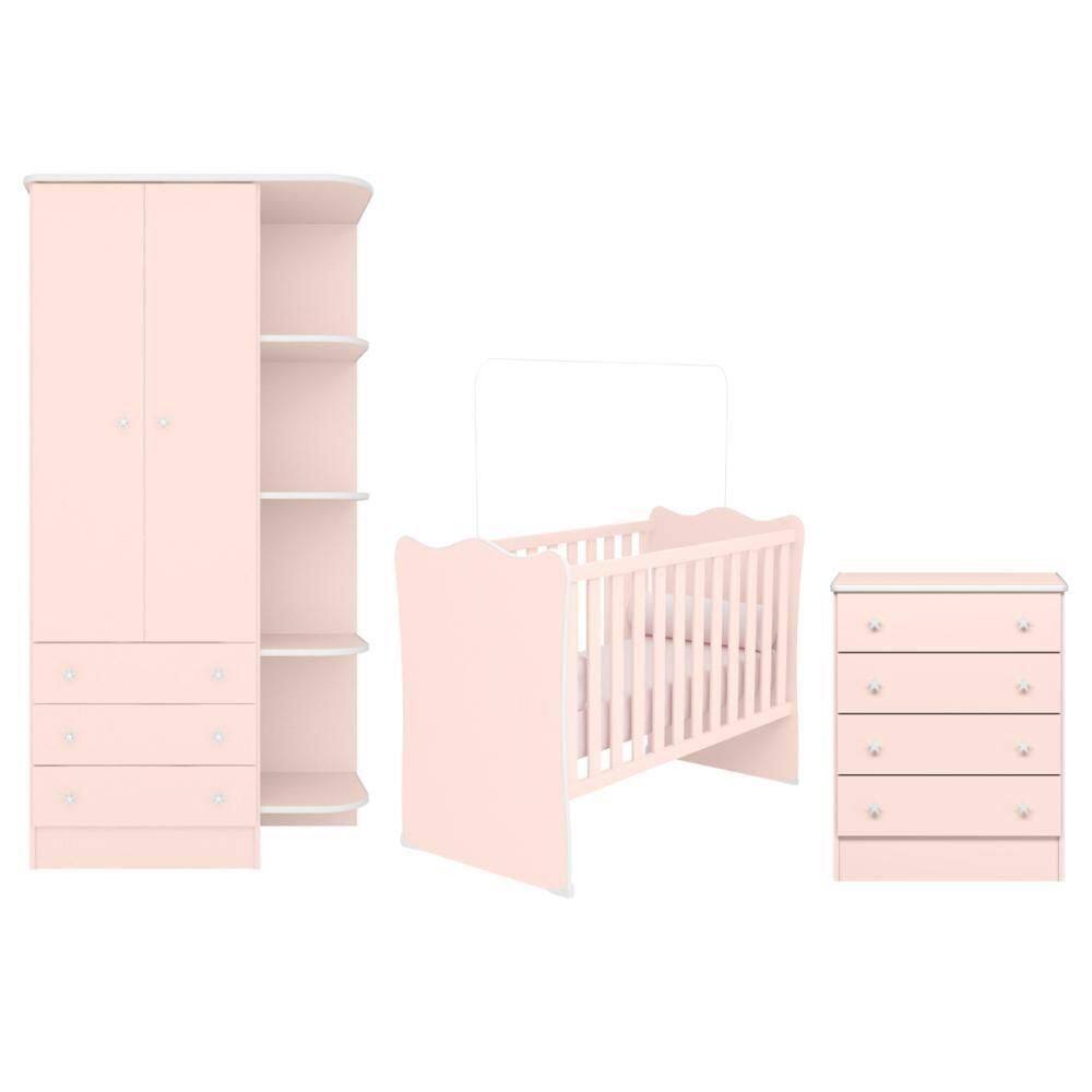 Conjunto Completo Quarto Infantil Volendam Rosa Acetinado