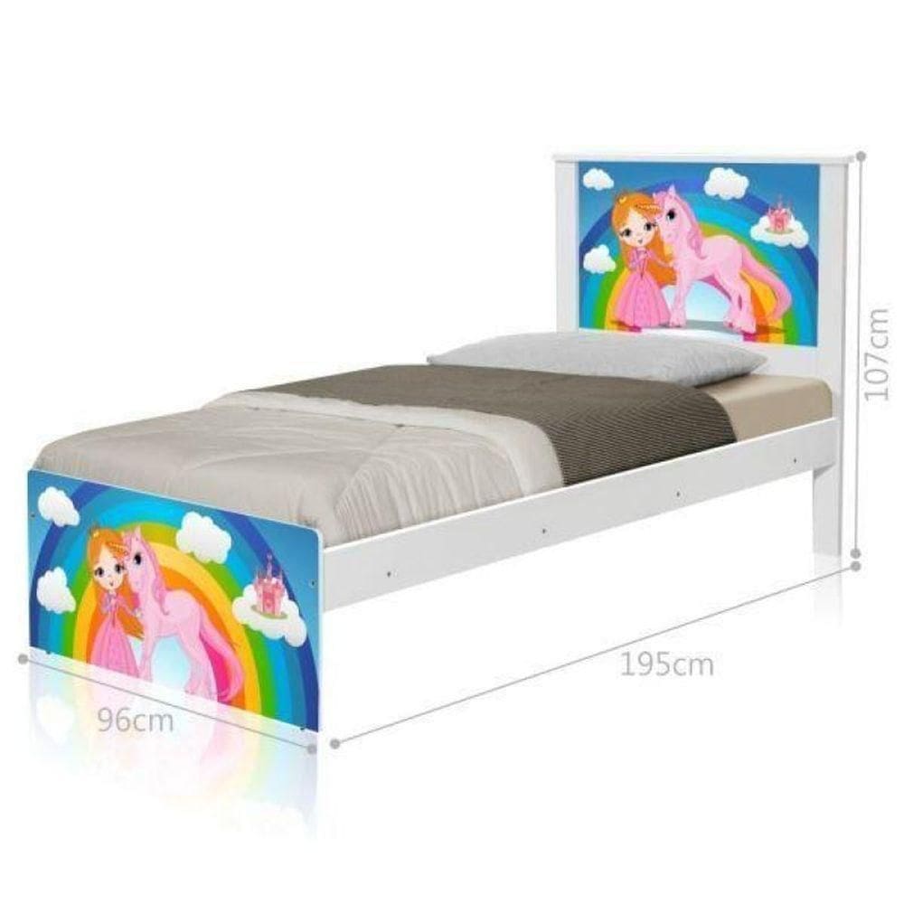 Cama Juvenil Com Cabeceira Barcelona Princesa E Unicórnio