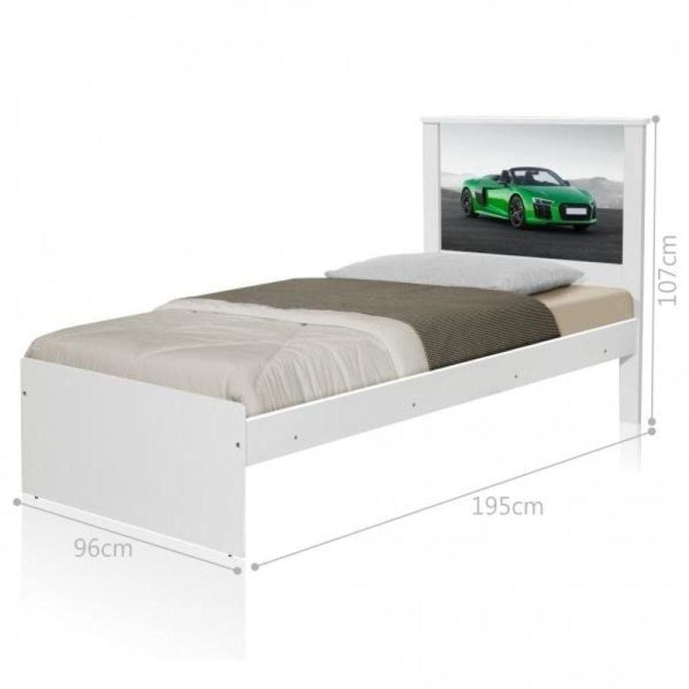 Cama Solteiro Com Cabeceira Carro Sport Verde