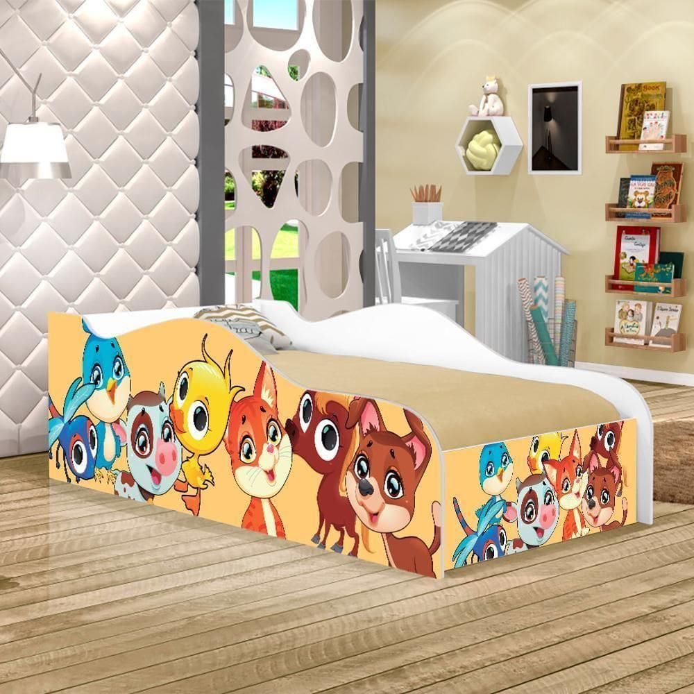 Cama Fun Bichinhos Solteiro Com Colchão
