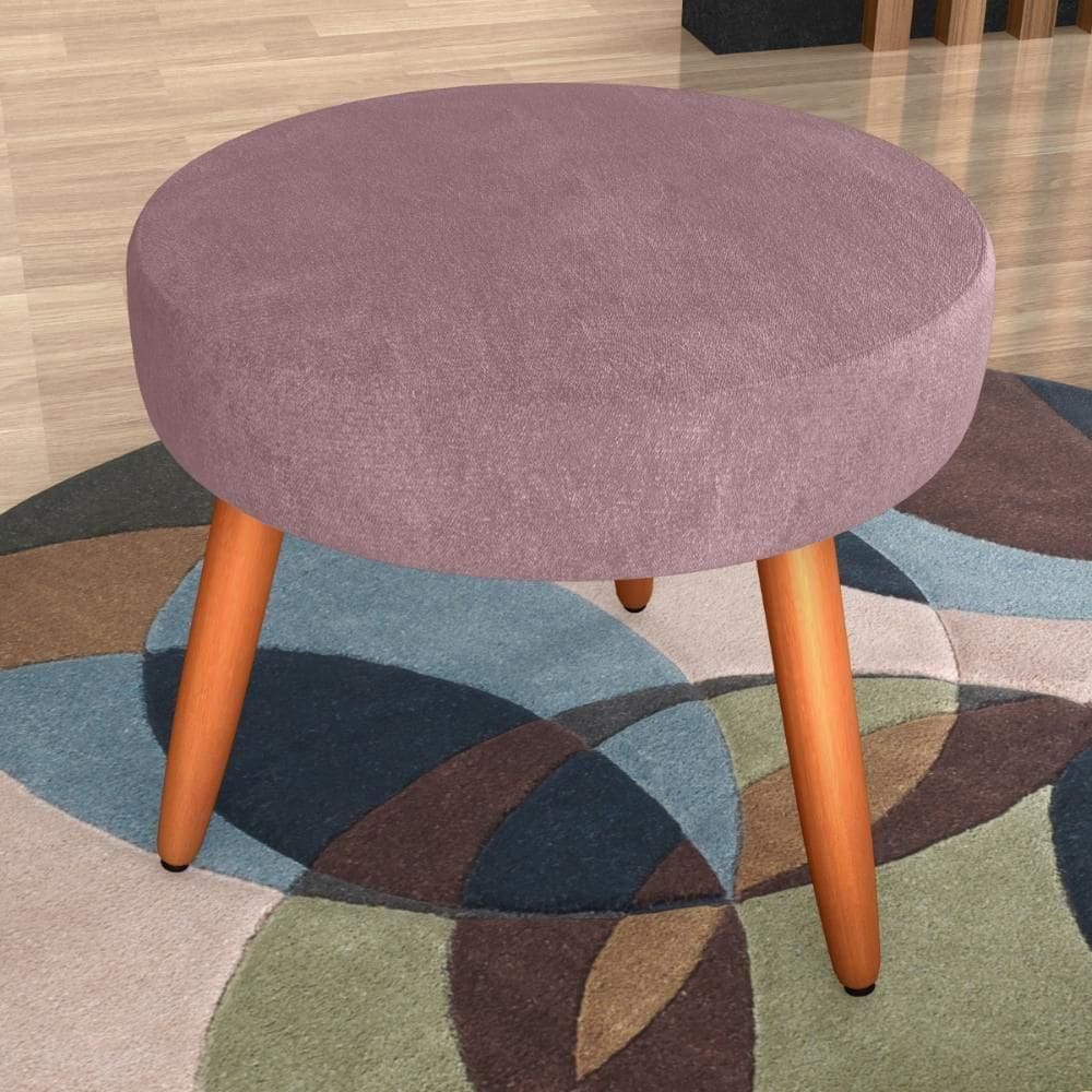 Puff Redondo Para Sala Suiça Veludo Turkey Rosa