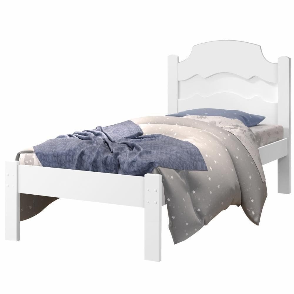 Cama Solteiro Iris Branco E Azul Branco