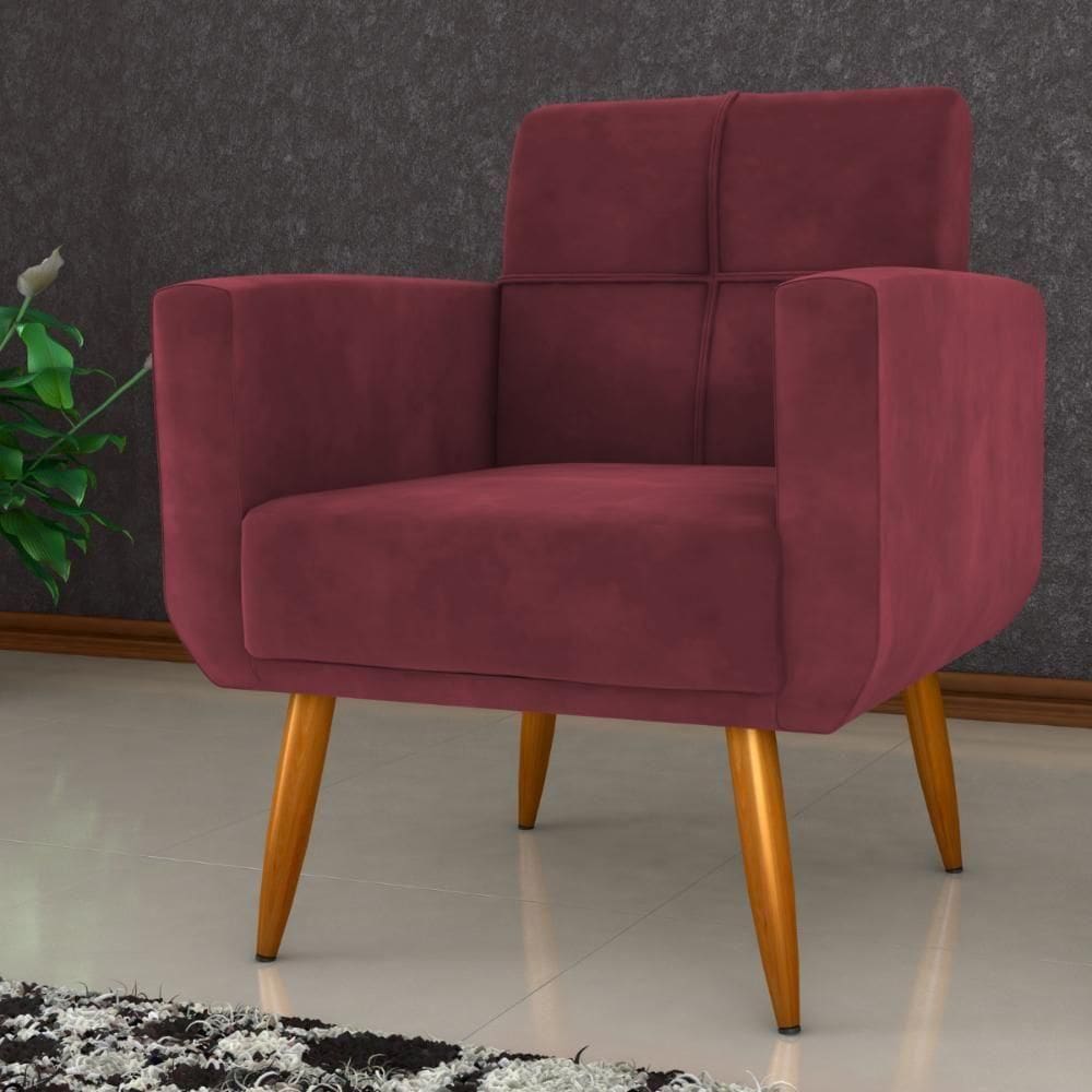 Poltrona Decorativa Itaqui Veludo Vinho