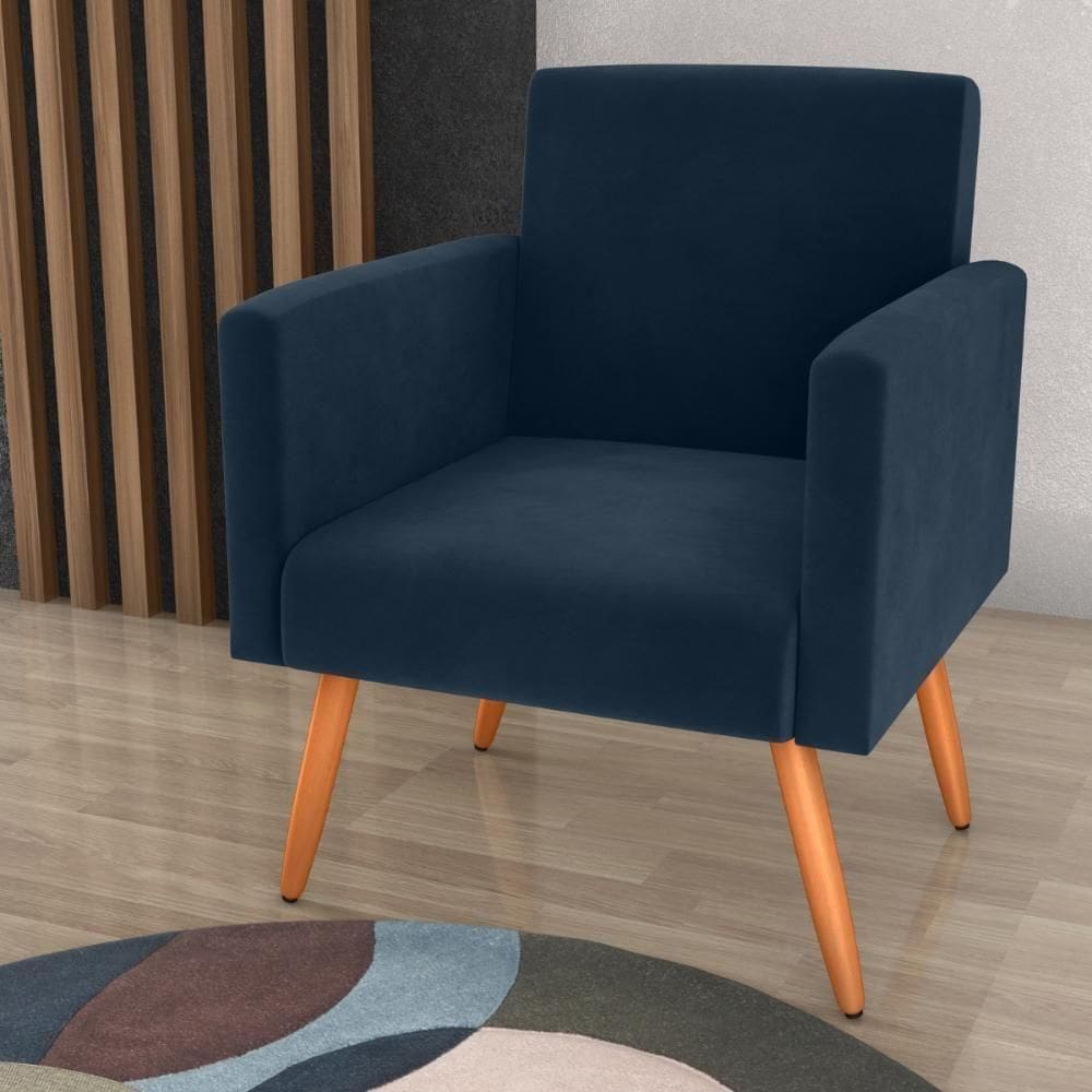 Poltrona Para Decoração Sara Veludo Azul