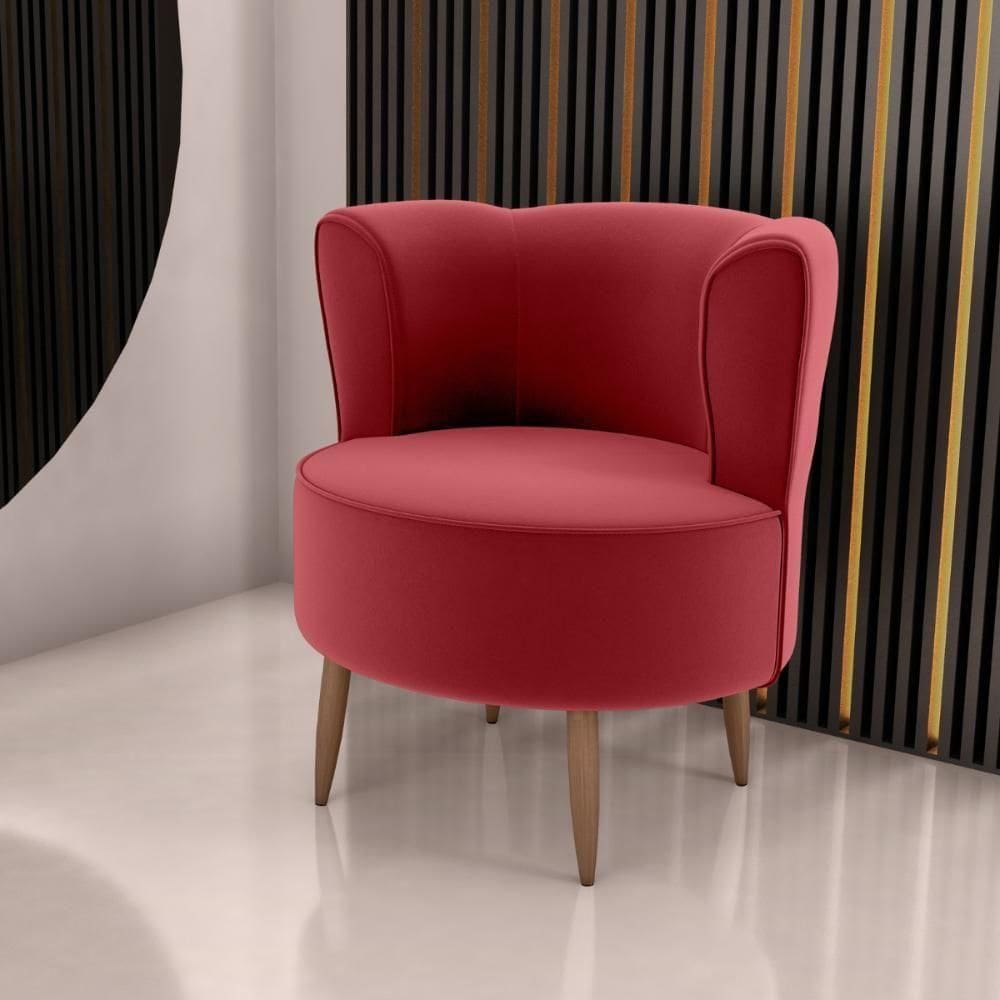 Poltrona Decorativa Para Sala Ariel Veludo Vinho