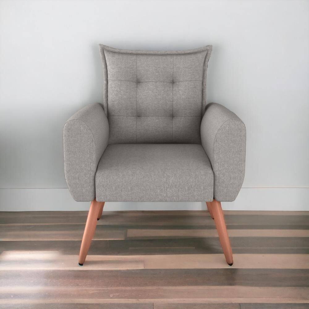 Poltrona Decorativa Para Sala Ravi Linho Chumbo