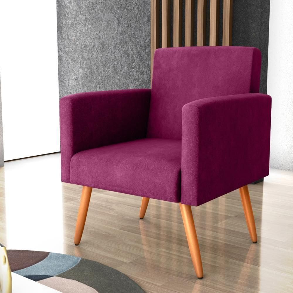 Poltrona Para Decoração Sara Veludo Turkey Vinho