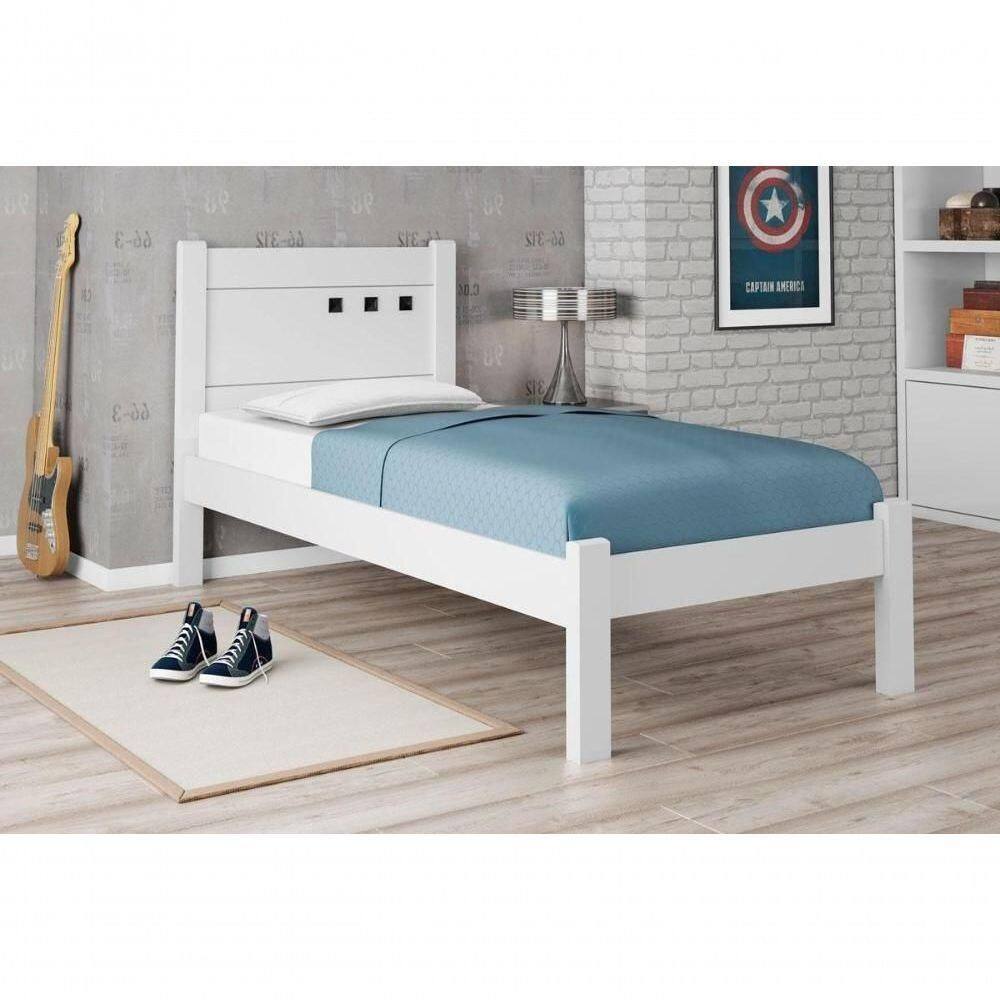 Cama Solteiro Paola Ii Branco Com Colchão