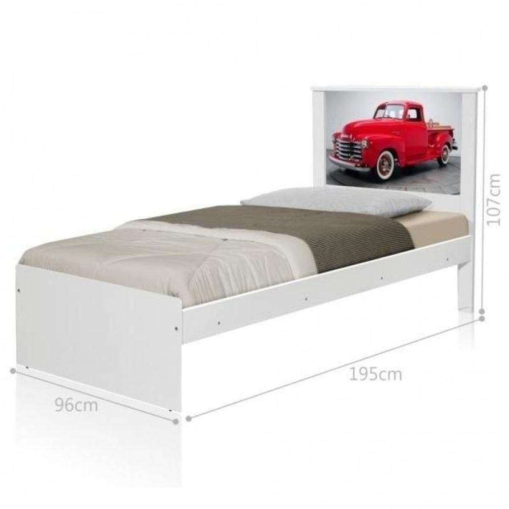 Cama Solteiro Com Cabeceira Carro Classic Red