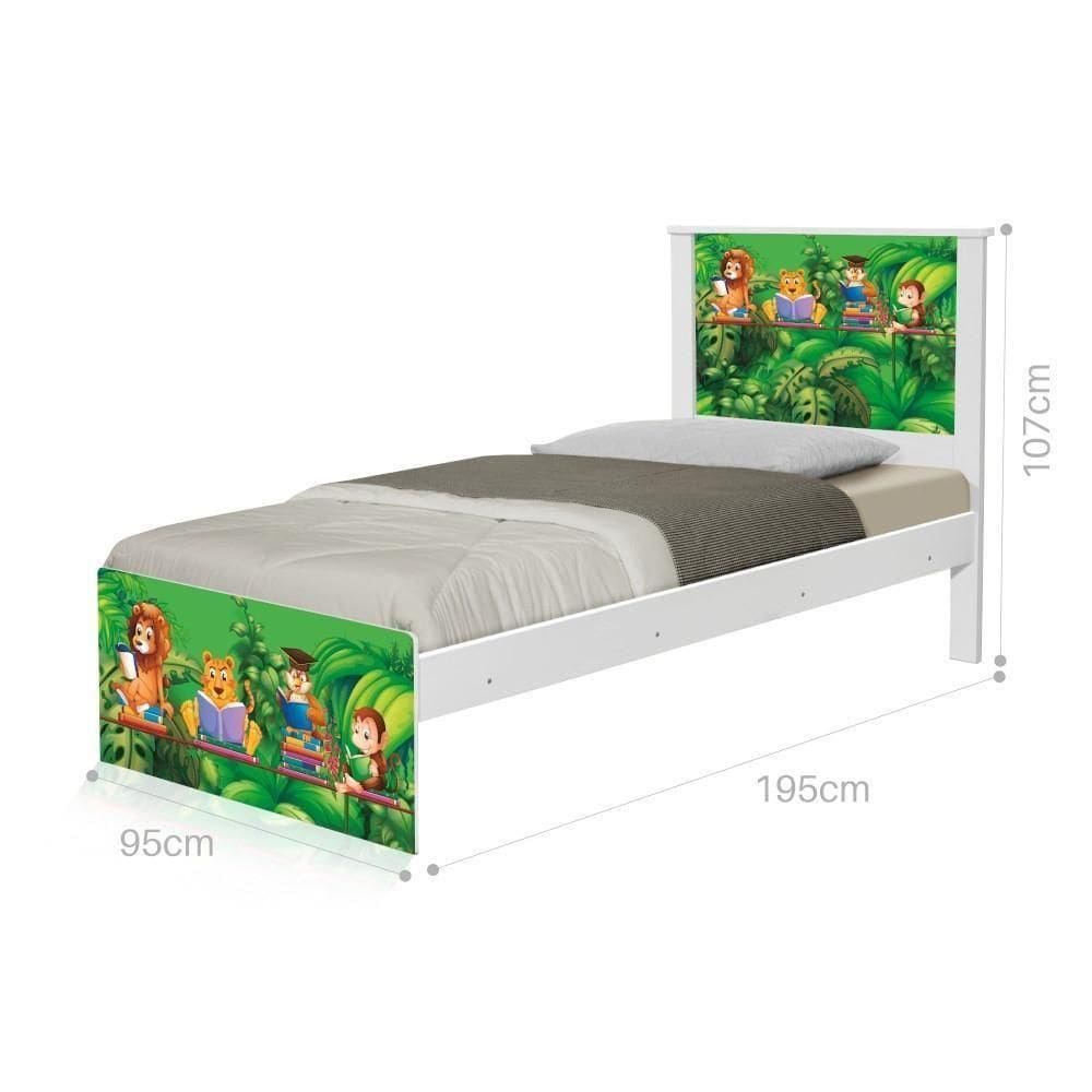 Cama Solteiro Adesivada Safari Com Colchão