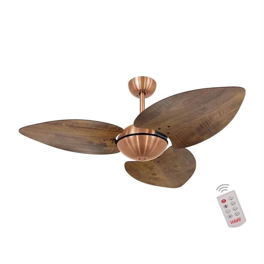 Ventilador De Teto Dormamu Cobre Office 3 Pás Rádica Imbuia 110V Com Controle