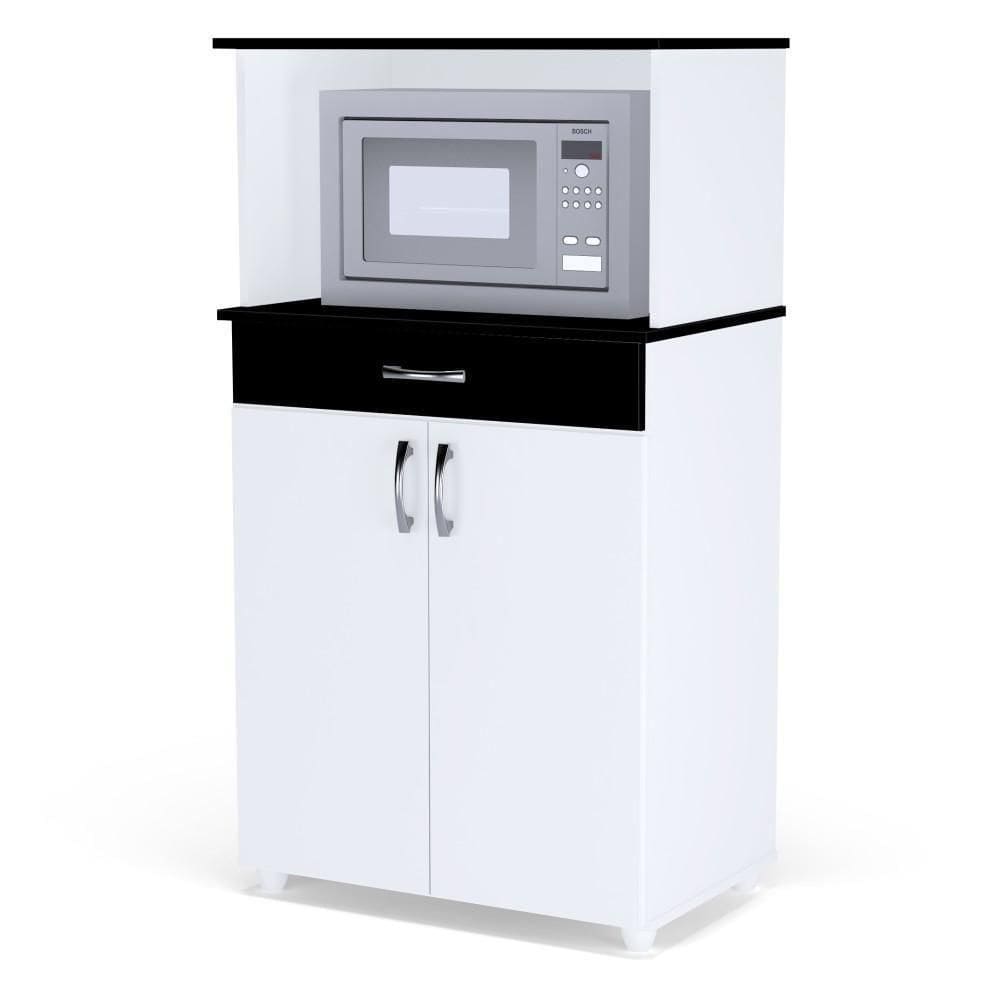 Bancada Para Micro-ondas Com 2 Portas Cassandra Branco Preto