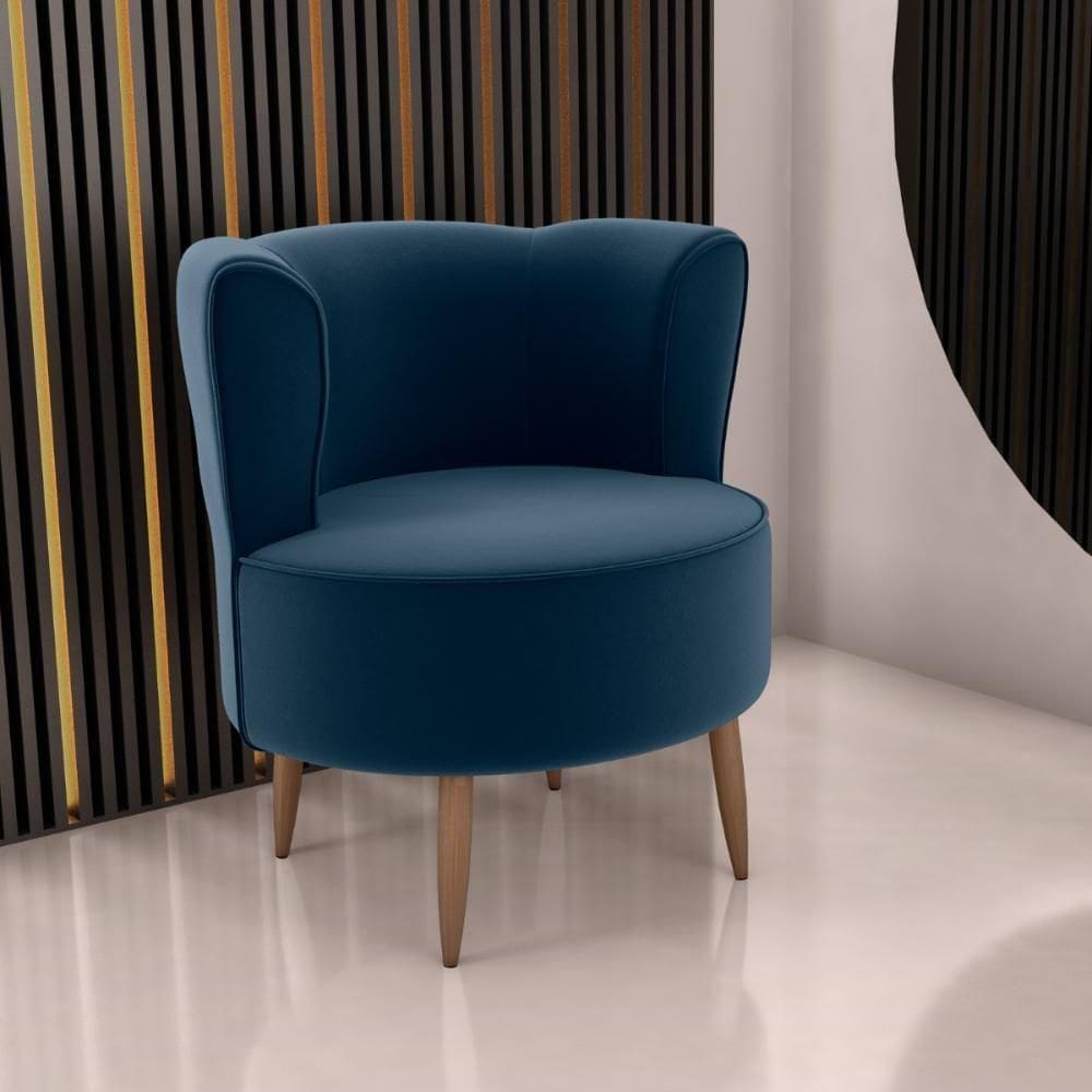 Poltrona Decorativa Para Sala Amapá Veludo Azul