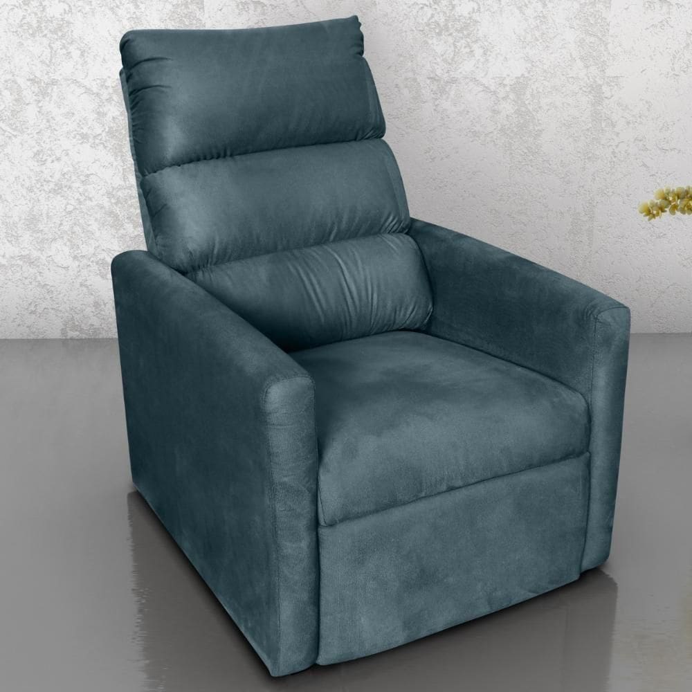 Poltrona Reclinável Do Papai Neiva Suede Petróleo