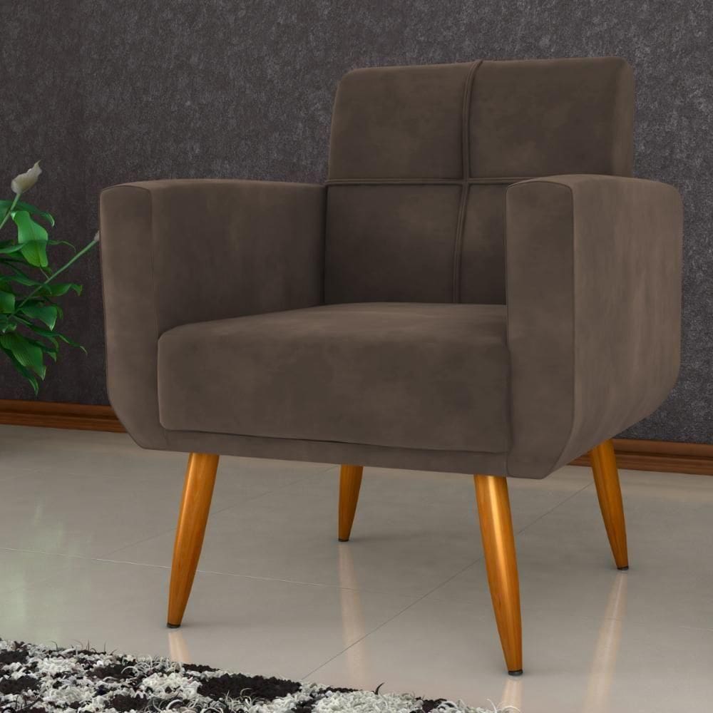 Poltrona Decorativa Itaqui Veludo Marrom