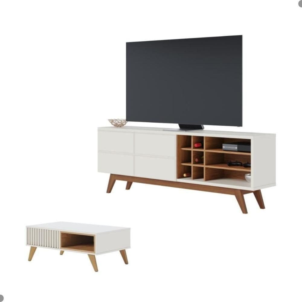 Conjunto Rack Para E Mesa De Centro Isabel Off-white Freijo