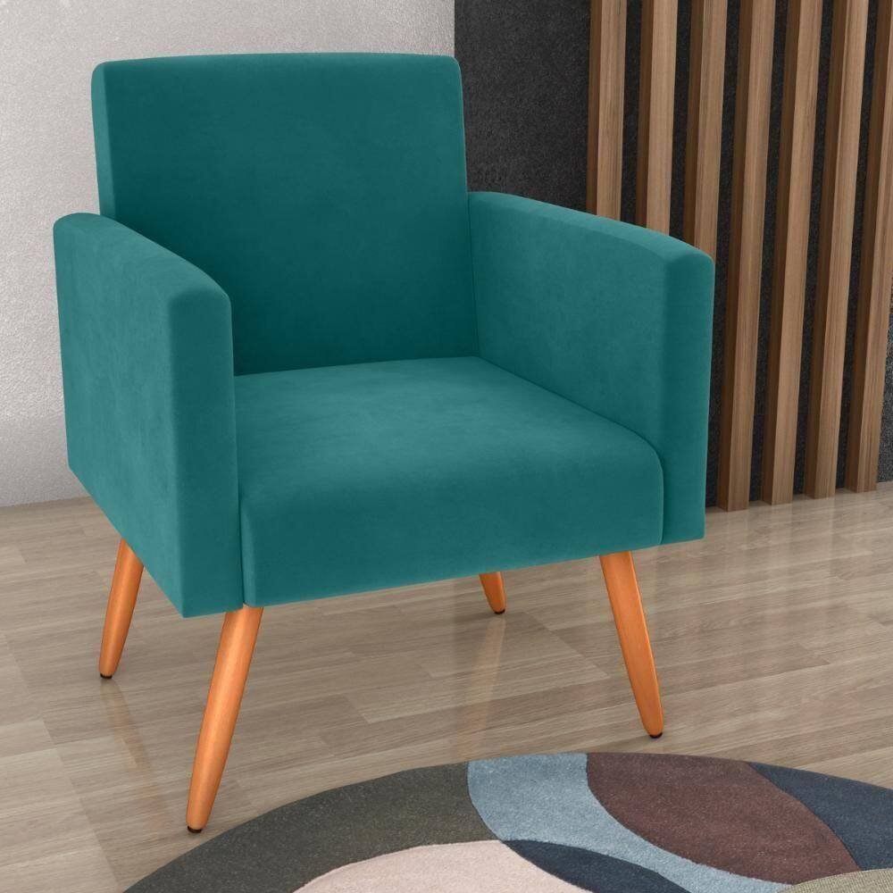 Poltrona Para Decoração Belém Veludo Verde Menta