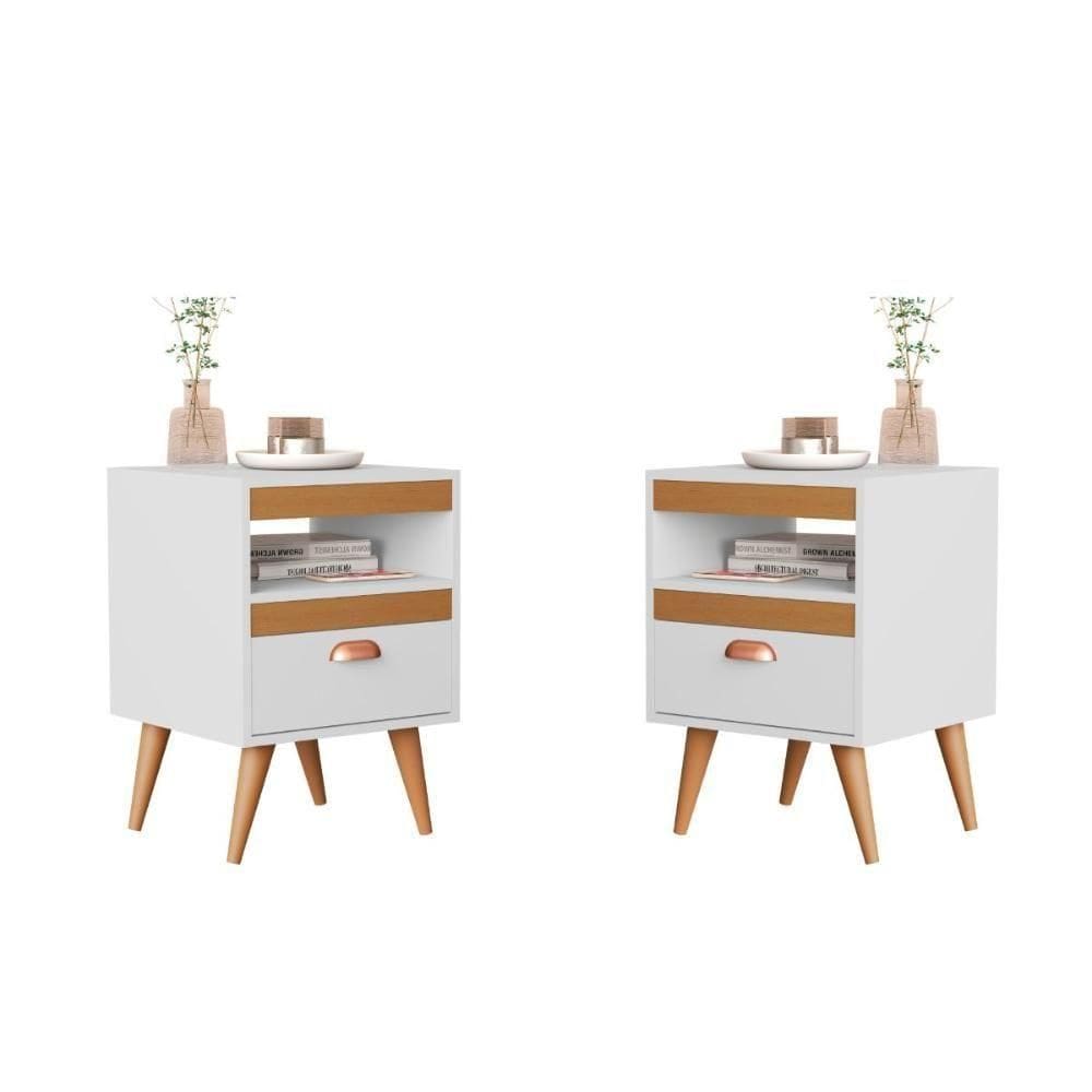 Kit Mesa Cabeceira 2 Unidades Erba Branco Ype